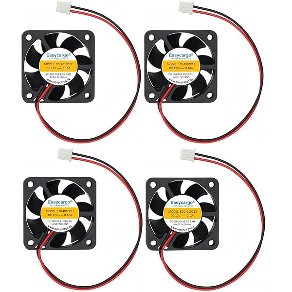Easycargo Easycargo 4pcs 40mm 12V DC Brushless Cooling Fan with Grill Mounting Kit for 3D Printers and Electronics