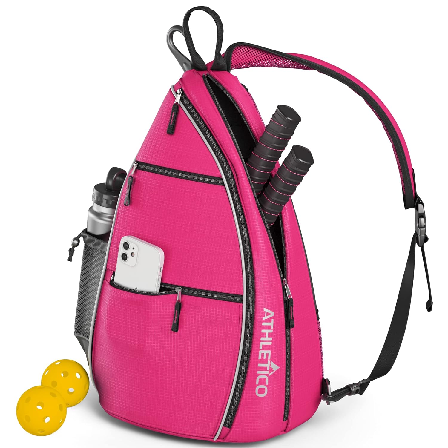 Athletico Athletico Sling Bag Crossbody Backpack for Pickleball Tennis Racketball Travel for Men and Women Pink - View 9 of 9
