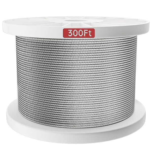 Muzata "Muzata 300ft 1/8" T316 Stainless Steel Cable for Deck Railing & DIY Projects - Durable Wire Rope & Hardware"