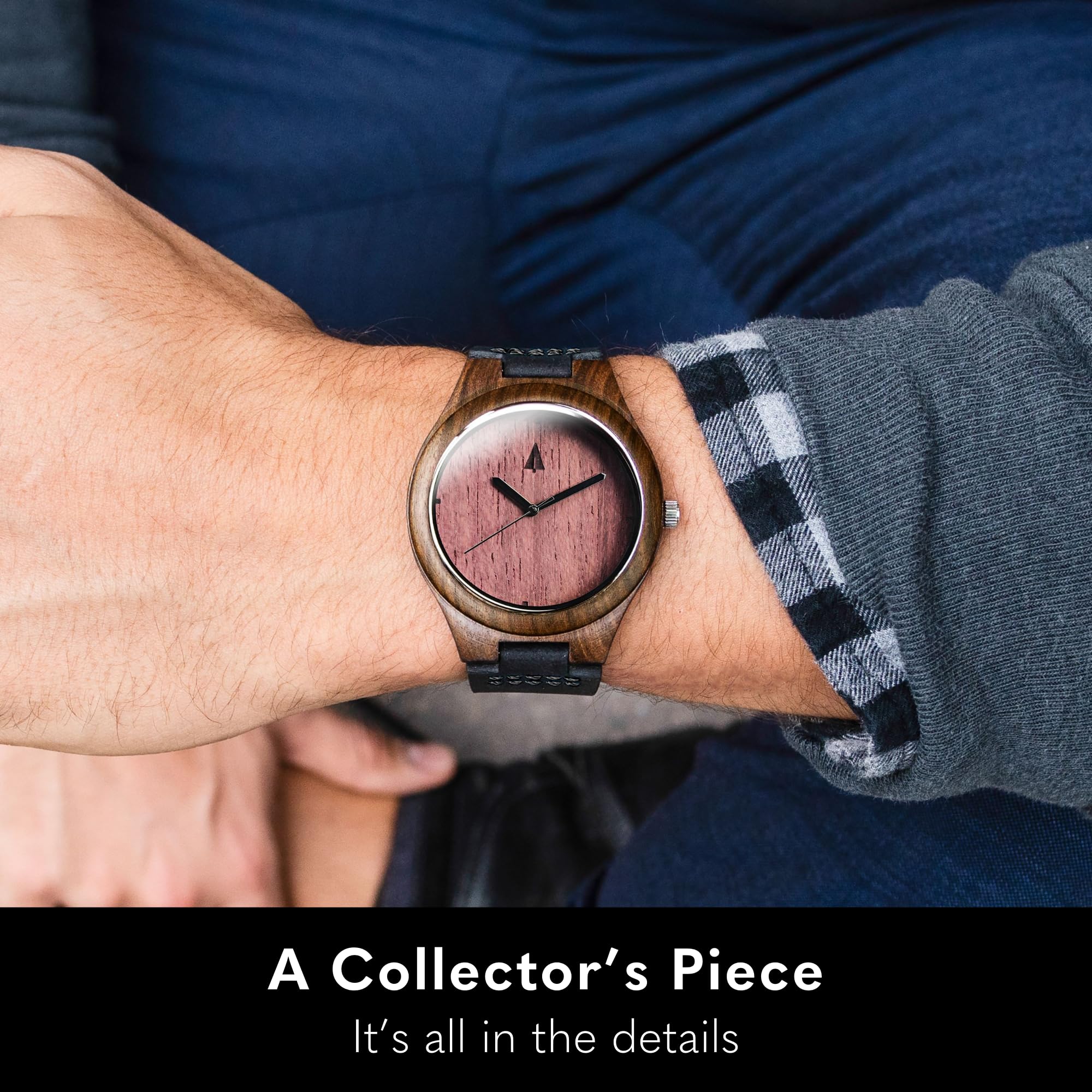 Treehut Wooden Watches for Men with Japanese Miyota Movement Stylish Bamboo Wood Wrist Watch Adjustable Stainless Steel Buckle Leather Straps - View 2 of 8