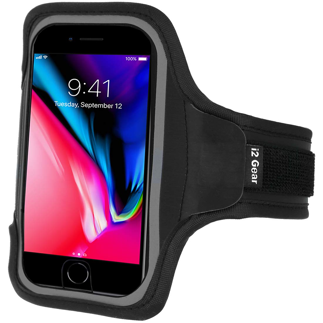 i2 Gear i2 Gear Cell Phone Running Armband for iPhone 13 12 11 Pro Galaxy S10 S9 Moto P30 G7 G6 Z Play Black 65 - View 2 of 6