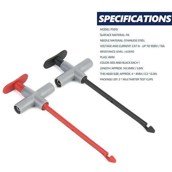 Walfront 2PCS Puncture Probe Wire Piercing Test Clip - Automotive Test Cable Kit for Car Repair & Multimeter Testing - View 4 of 10