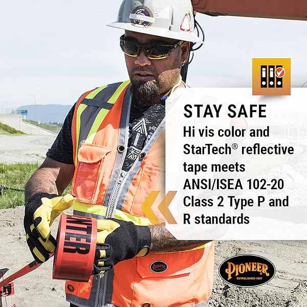 PIONEER Pioneer Safety Vest for Men Hi Vis Reflective Neon Cool Mesh Back Panel 12 Pockets Zipper for Surveyor Work Orange Yellow Green - View 3 of 8