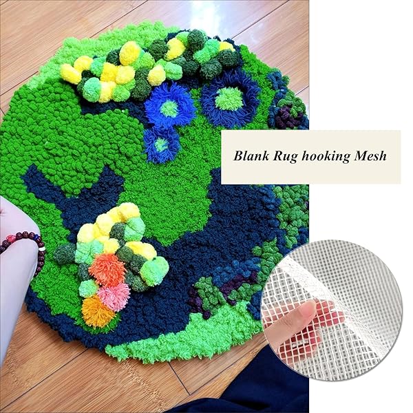 Yushen Yushen 39.4x59 Inch Rug Hooking Mesh Canvas Kit with Latch Hook Tool - Perfect for DIY Tapestry Projects - View 3 of 7