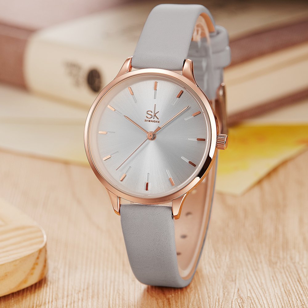 SHENGKE Luxury Quartz Women Watches with Leather Band Stylish Ladies Wristwatch for Everyday Elegance - View 5 of 7