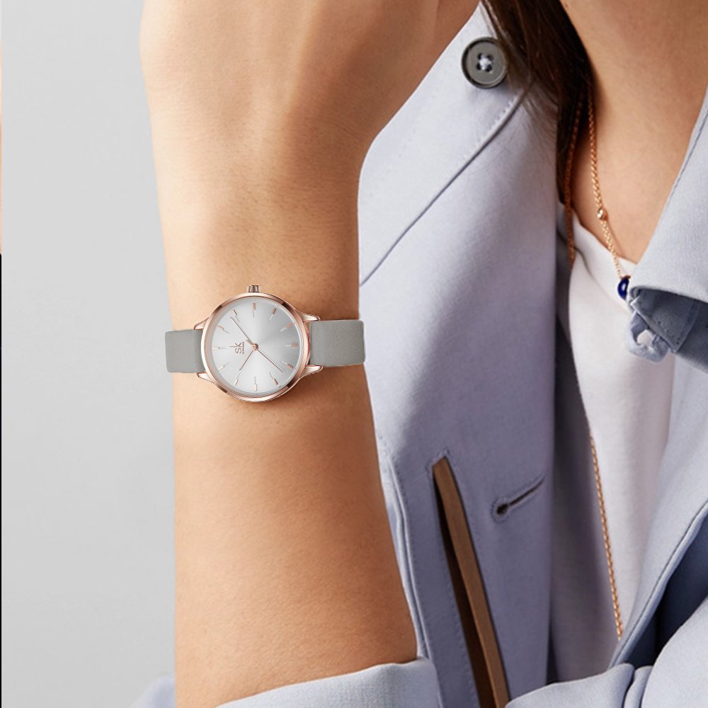 SHENGKE Luxury Quartz Women Watches with Leather Band Stylish Ladies Wristwatch for Everyday Elegance - View 6 of 7