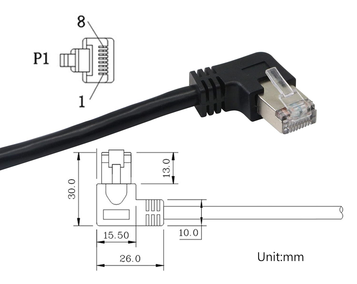 SinLoon SinLoon RJ45 Ethernet Adapter Cable 90 Degree Right Male to Female for CAT 5 CAT 6 LAN Ethernet Socket Connector - View 2 of 7