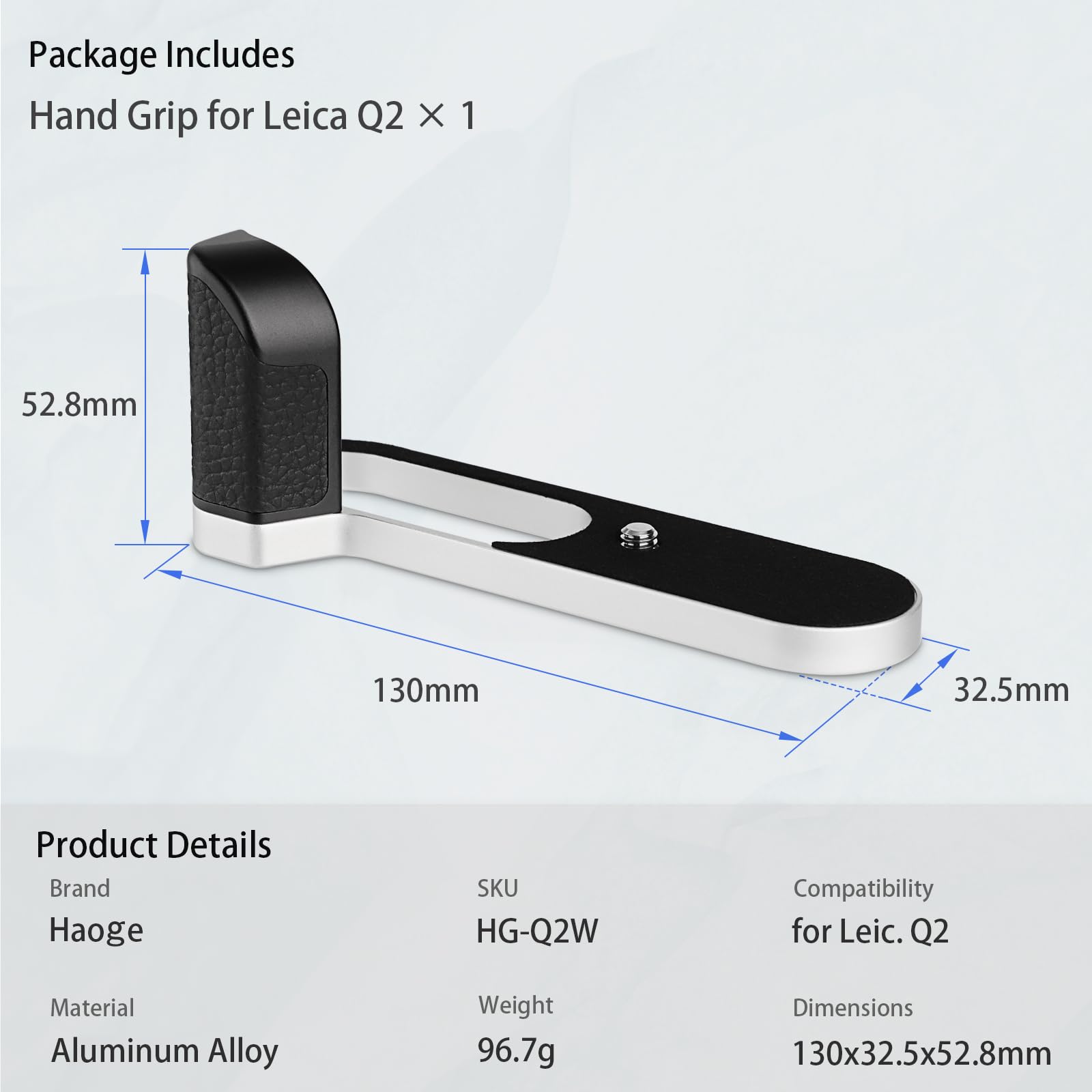 Haoge HG-Q2W Hand Grip Bracket Holder for Leica Q2 Camera Body Enhance Stability and Control - View 6 of 9