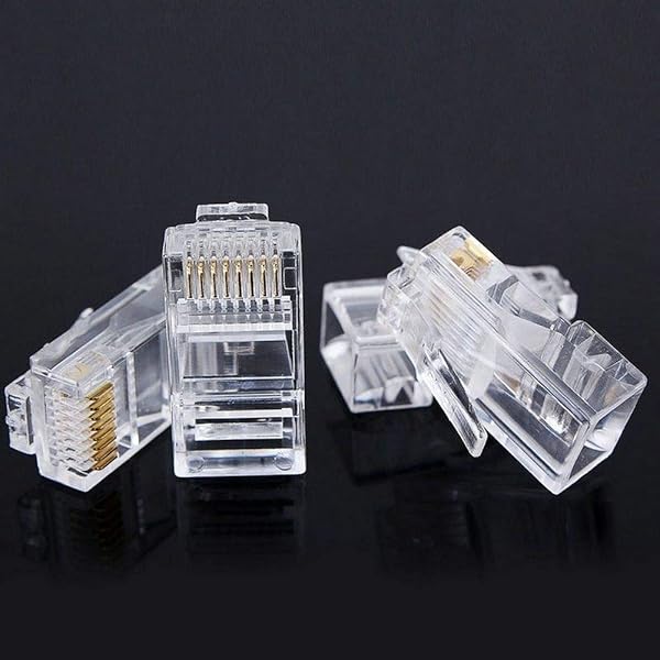 Fjiangyi 1000 Pcs Cat5 RJ45 Connectors Ethernet Cable Crimp Connectors for Solid Wire and Standard Cable Transparent Bag of 1000 - View 2 of 7