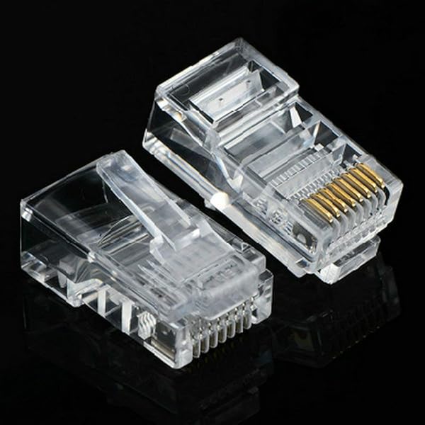 Fjiangyi 1000 Pcs Cat5 RJ45 Connectors Ethernet Cable Crimp Connectors for Solid Wire and Standard Cable Transparent Bag of 1000 - View 3 of 7