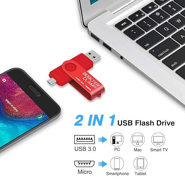 BORLTER CLAMP BorlterClamp 32GB USB 3.0 Dual Port Flash Drive for Android Smartphone Tablet and Computer Red - View 2 of 7