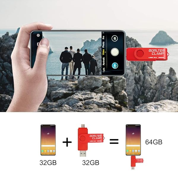 BORLTER CLAMP BorlterClamp 32GB USB 3.0 Dual Port Flash Drive for Android Smartphone Tablet and Computer Red - View 4 of 7