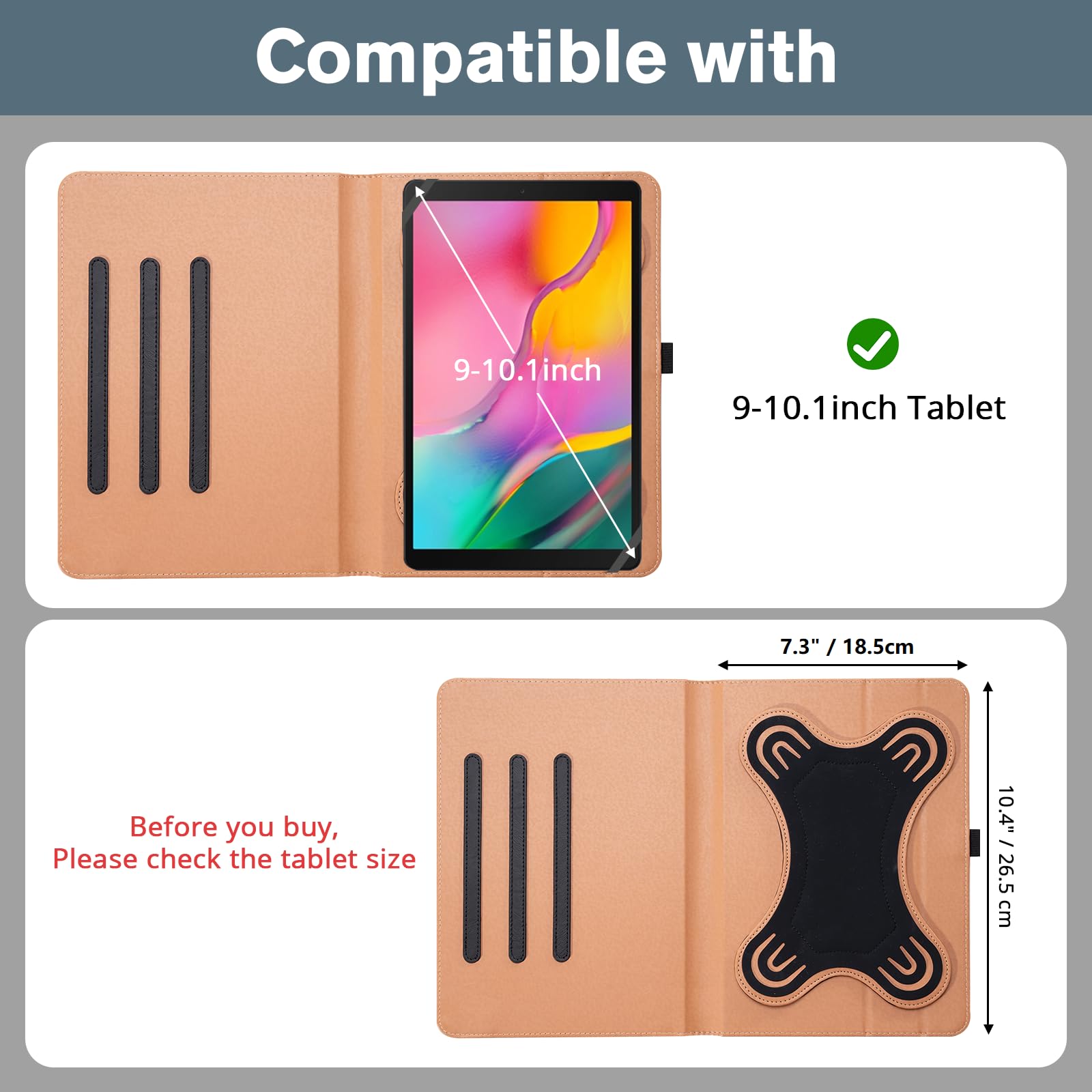 ProCase ProCase Universal Tablet Case 9 to 10.1 Inch Stand Folio Protective Cover with Multiple Viewing Angles and Pen Holder Brown - View 2 of 7