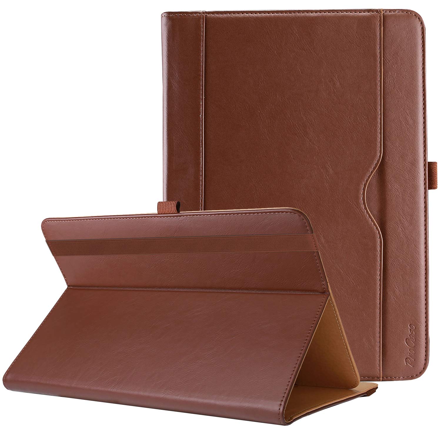 ProCase Universal Tablet Case 9 to 10.1 Inch Stand Folio Protective Cover with Multiple Viewing Angles and Pen Holder Brown