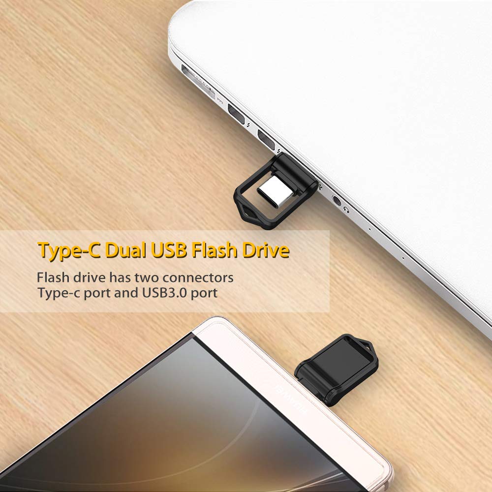 Aiibe Aiibe 128GB USB C Flash Drive Dual Drive Type-C Thumb Drive Black High Speed Storage Solution - View 2 of 8