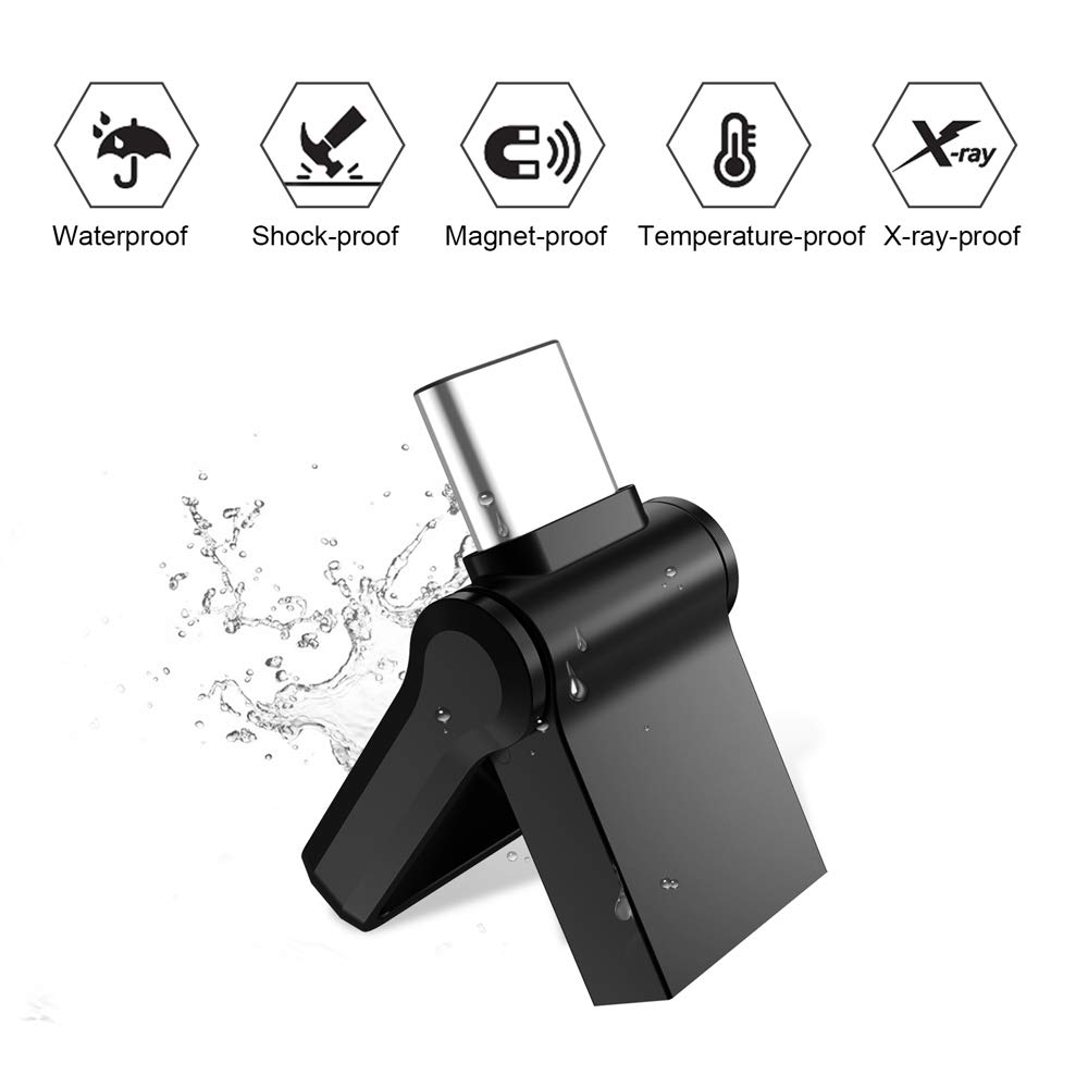 Aiibe Aiibe 128GB USB C Flash Drive Dual Drive Type-C Thumb Drive Black High Speed Storage Solution - View 5 of 8