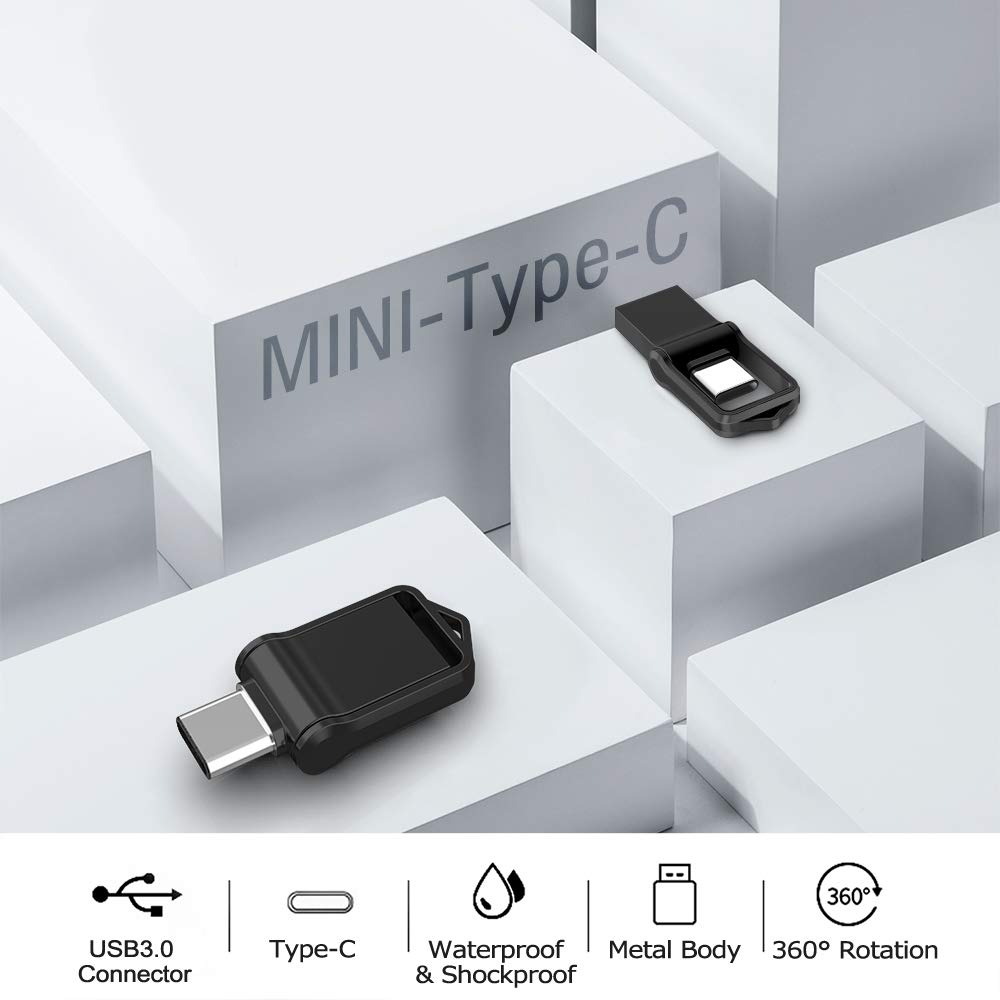 Aiibe Aiibe 128GB USB C Flash Drive Dual Drive Type-C Thumb Drive Black High Speed Storage Solution - View 6 of 8