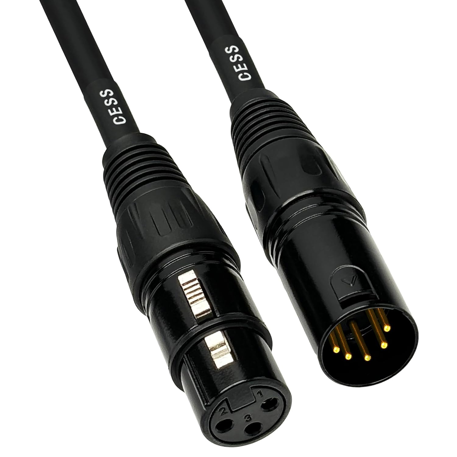 CNCESS CESS-017 3 Pin XLR Female to 5 Pin XLR Male Adapter Cable 6 Inch Length 2 Pack Durable Audio Converter for DMX Microphones - View 3 of 8