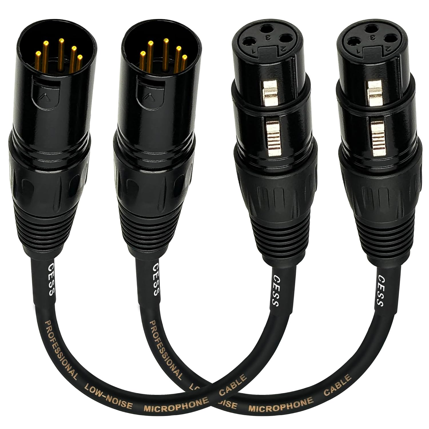 CNCESS CESS-017 3 Pin XLR Female to 5 Pin XLR Male Adapter Cable 6 Inch Length 2 Pack Durable Audio Converter for DMX Microphones - View 4 of 8