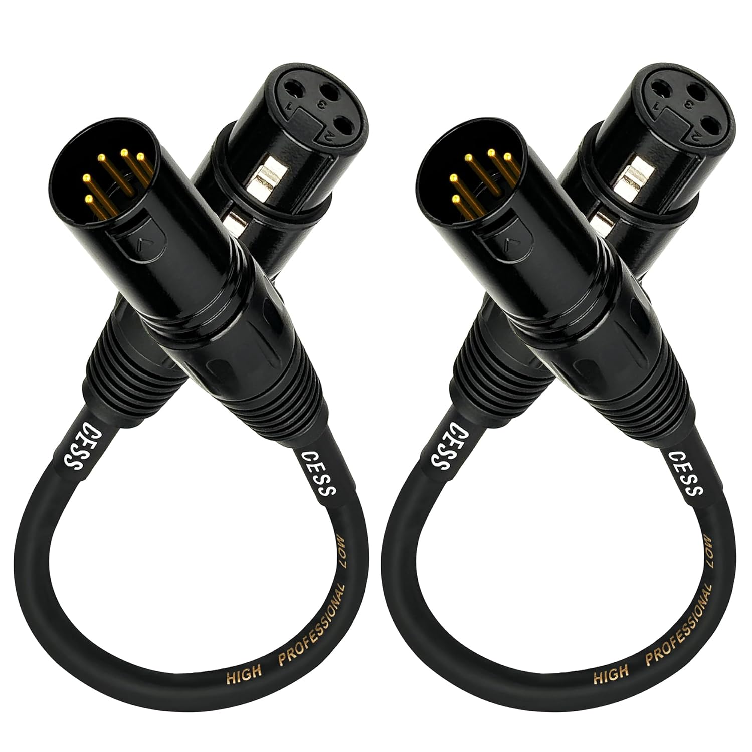 CNCESS CESS-017 3 Pin XLR Female to 5 Pin XLR Male Adapter Cable 6 Inch Length 2 Pack Durable Audio Converter for DMX Microphones - View 8 of 8