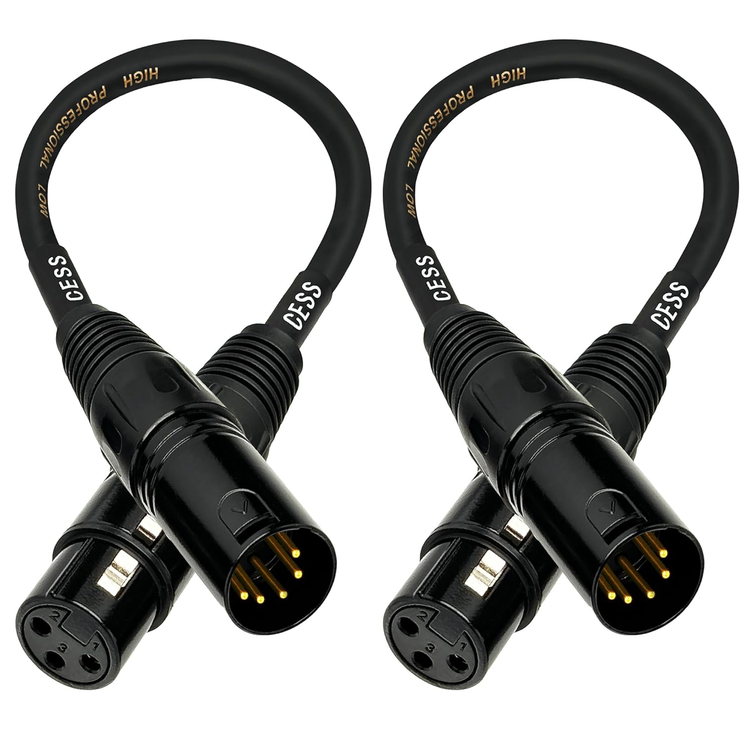 CESS-017 3 Pin XLR Female to 5 Pin XLR Male Adapter Cable 6 Inch Length 2 Pack Durable Audio Converter for DMX Microphones
