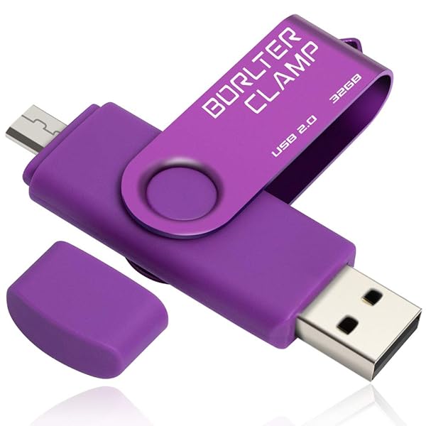 BORLTER CLAMP BorlterClamp 32GB USB Flash Drive Dual Port OTG Thumb Drive for Android Smartphone Tablet and Computer Purple - View 2 of 7