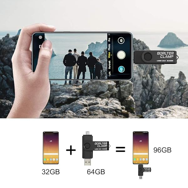 BORLTER CLAMP BorlterClamp 64GB USB 3.0 Dual Port Flash Drive for Android Smartphone Tablet and Computer Black - View 5 of 8