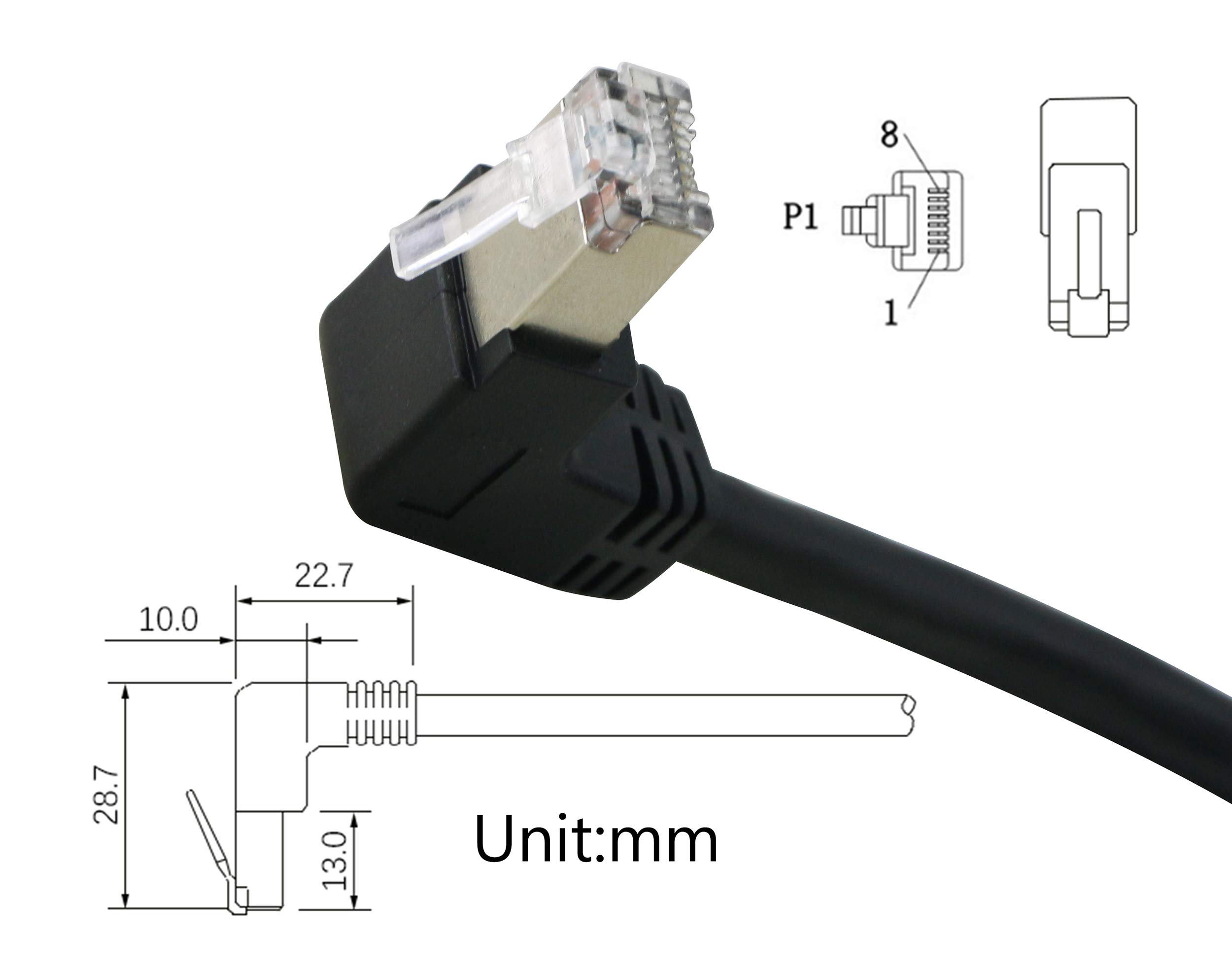 SinLoon RJ45 Ethernet Adapter Cable 90 Degree Downward Male to Female for CAT 5 CAT 6 LAN Ethernet Socket Connector - View 3 of 7