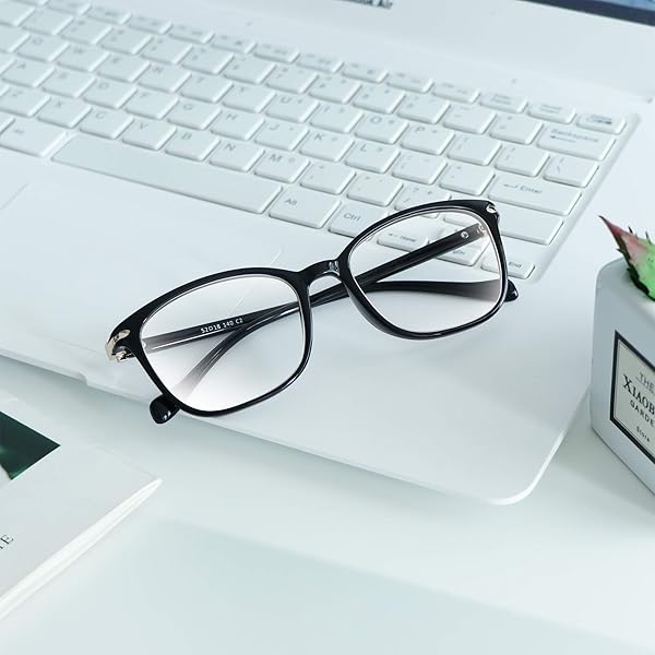 VisionGlobal VisionGlobal Blue Light Blocking Glasses for Men and Women Stylish Square Frame Anti Eyestrain Computer Reading TV Glasses +1.50 Magnification - View 6 of 7