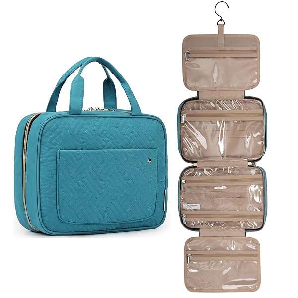 BAGSMART Buy BAGSMART Teal Toiletry Bag - Water-Resistant Travel Organizer with Hanging Hook for Makeup & Accessories