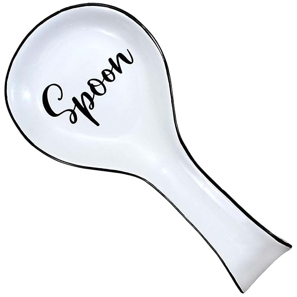 Home Acre Designs White Ceramic Spoon Rest for Kitchen - Essential Farmhouse Gadget for Counter & Stove Protection