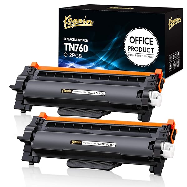 Kogain Kogain High Yield Toner Cartridge for Brother TN760/TN730 - Compatible 2 Pack for HL-L2350DW, MFC-L2710DW & More