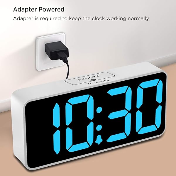 DreamSky DreamSky 8.9 Inch Digital Alarm Clock with USB Charging Adjustable Dimmer Battery Backup Snooze Feature for Bedroom Desk Use - View 2 of 7
