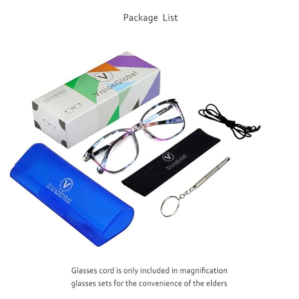 VisionGlobal VisionGlobal Blue Light Blocking Glasses for Women Stylish Square Frame Anti Eyestrain Computer Reading TV Glasses with +1.75 Magnification - View 7 of 7