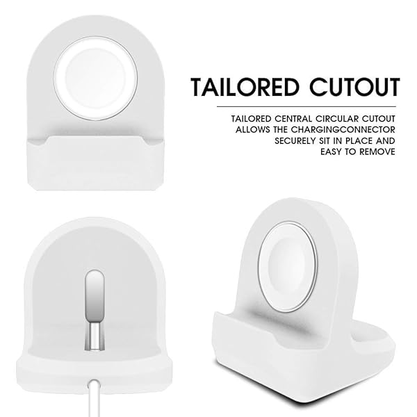 Pokanic Pokanic Apple Watch Stand Compatible with Series 5 4 3 2 1 44mm 42mm 40mm 38mm Night Stand Mode Integrated Cable Management White - View 2 of 5