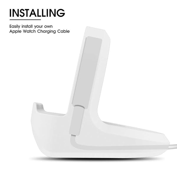 Pokanic Pokanic Apple Watch Stand Compatible with Series 5 4 3 2 1 44mm 42mm 40mm 38mm Night Stand Mode Integrated Cable Management White - View 4 of 5