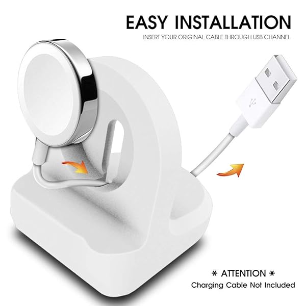 Pokanic Pokanic Apple Watch Stand Compatible with Series 5 4 3 2 1 44mm 42mm 40mm 38mm Night Stand Mode Integrated Cable Management White - View 5 of 5