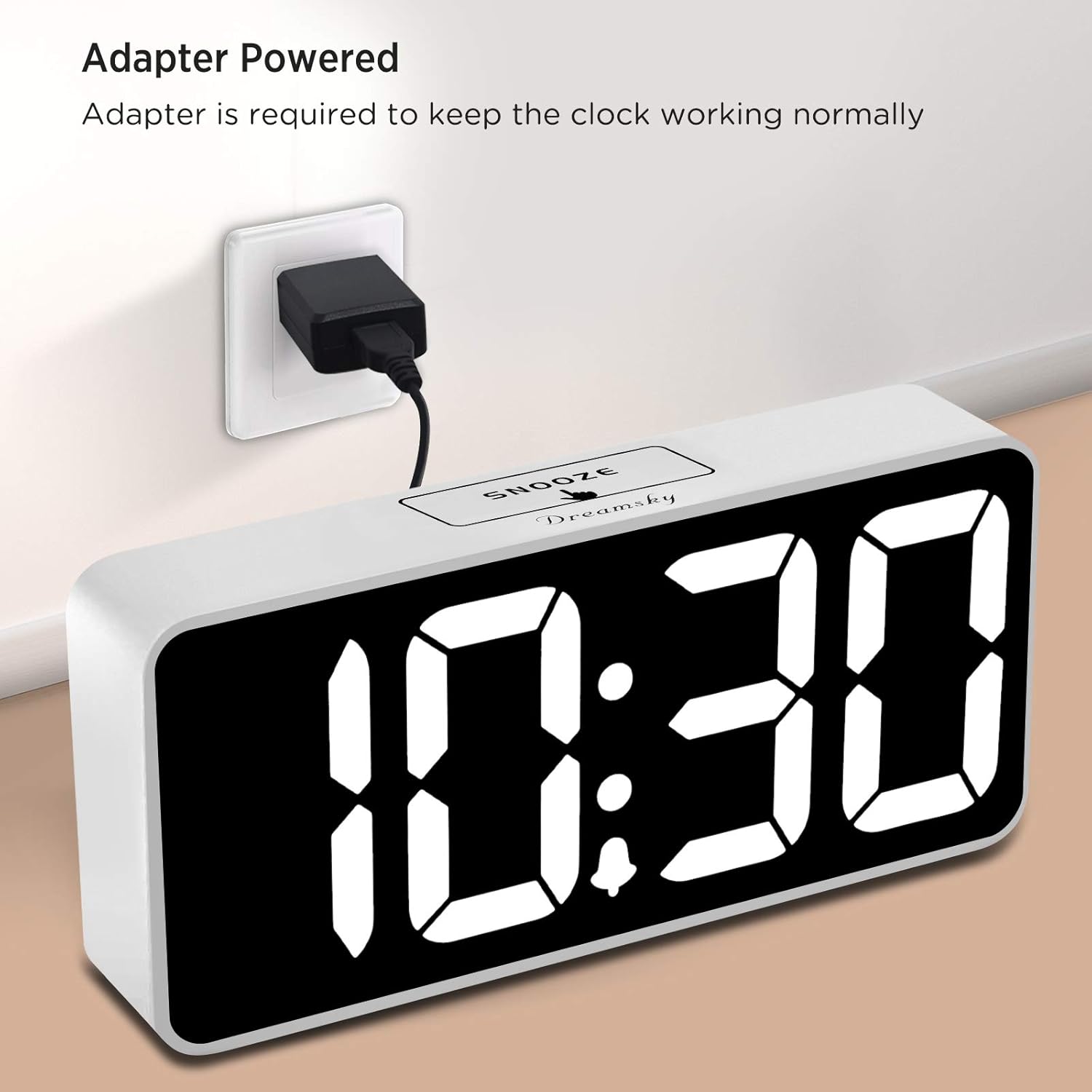 DreamSky DreamSky Large Digital Alarm Clock with Big Numbers for Seniors 9 Inch Jumbo Display Fully Dimmable USB Ports Adjustable Alarm Volume - View 2 of 7