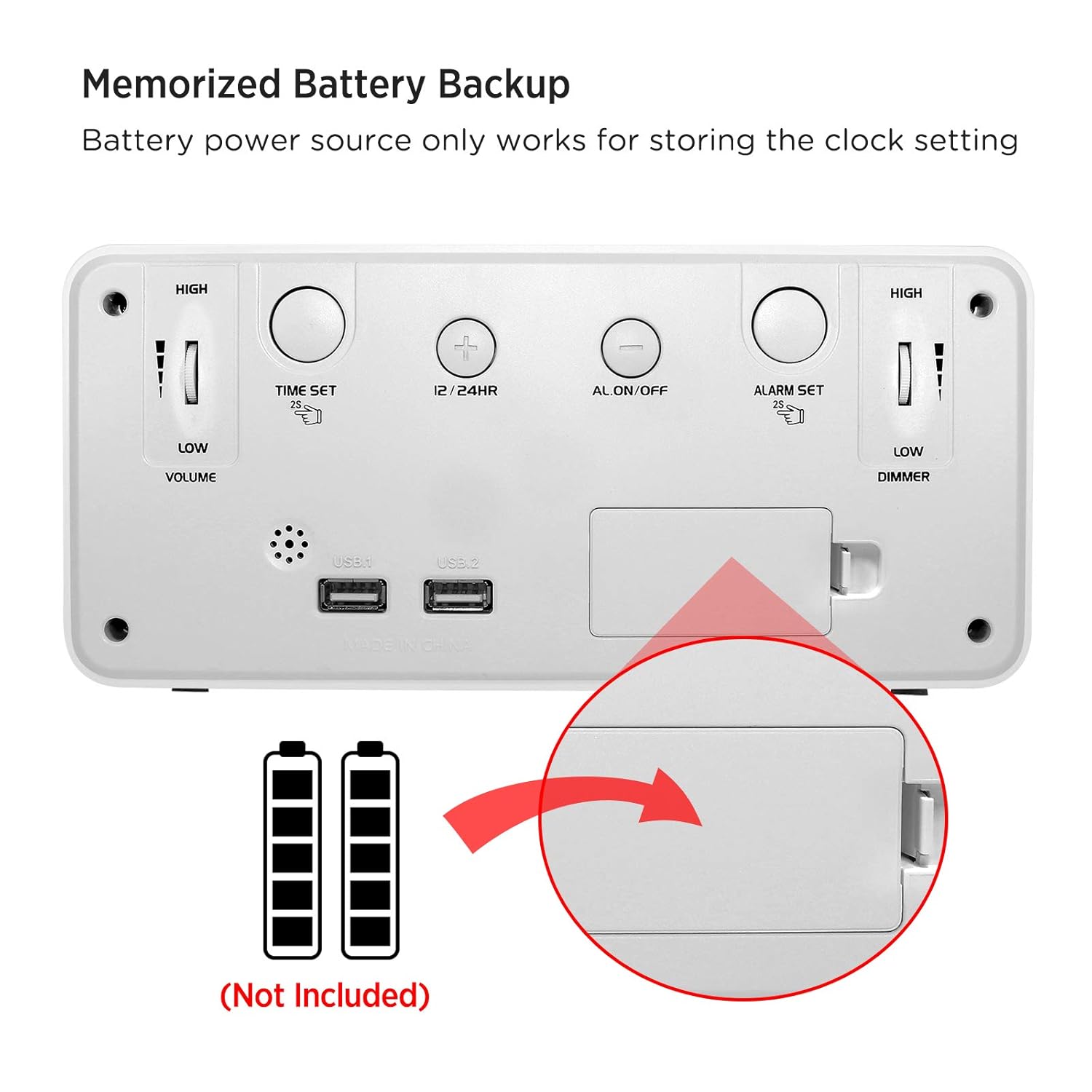 DreamSky DreamSky Large Digital Alarm Clock with Big Numbers for Seniors 9 Inch Jumbo Display Fully Dimmable USB Ports Adjustable Alarm Volume - View 3 of 7