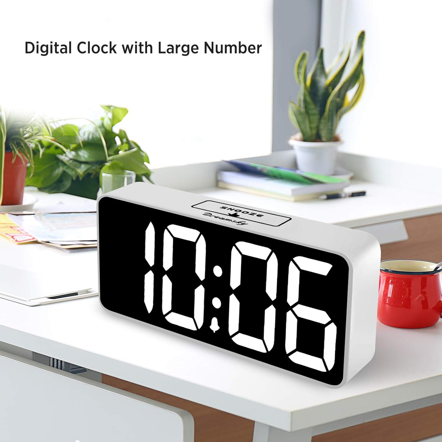 DreamSky DreamSky Large Digital Alarm Clock with Big Numbers for Seniors 9 Inch Jumbo Display Fully Dimmable USB Ports Adjustable Alarm Volume - View 6 of 7