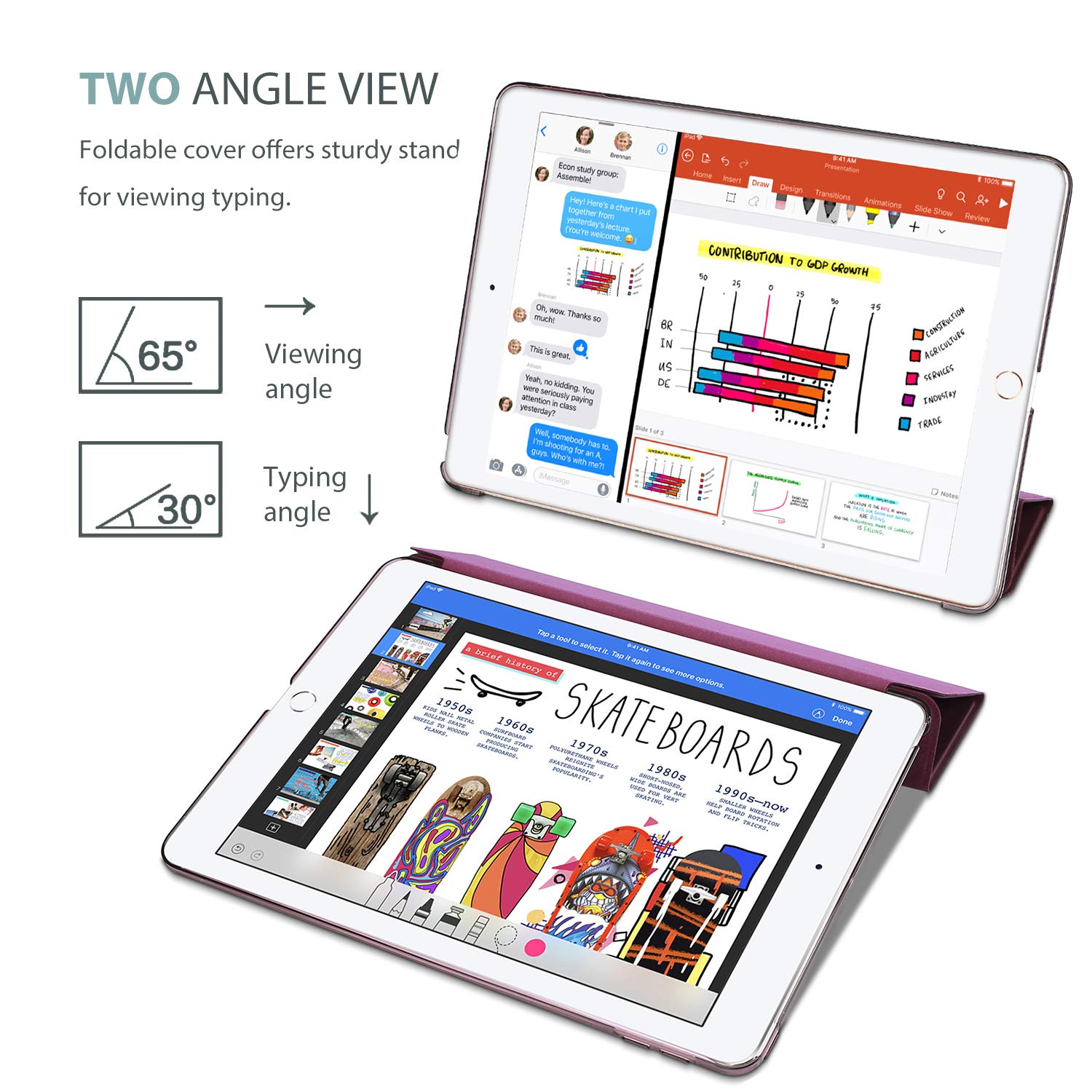 ProCase ProCase Smart Case for 10.5 Inch iPad Air 3rd Gen 2019 iPad Pro 2017 Slim Stand Cover Translucent Frosted Back Wine Color - View 5 of 7