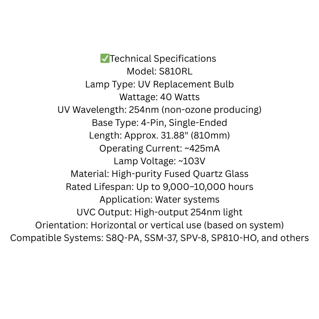 S810RL UV-C Bulb 40W 254nm High Performance Replacement for S8Q-PA S8Q Systems EPA Registered Designed in USA - View 2 of 9