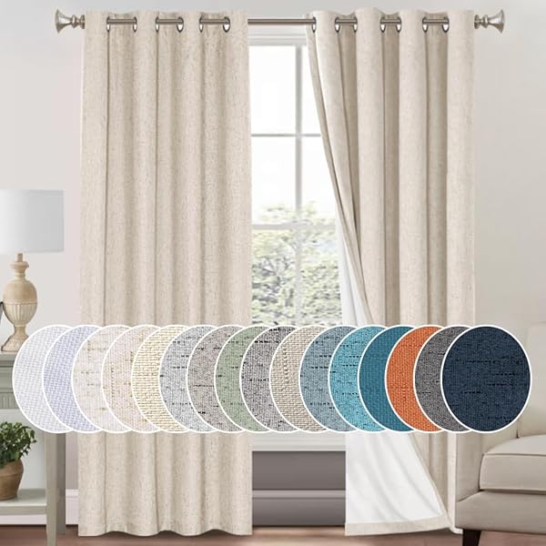 PrinceDeco "PrinceDeco 100% Blackout Curtains - 84" Thermal Insulated Grommet Drapes for Bedroom & Living Room, Noise Reducing, 2 Panels"