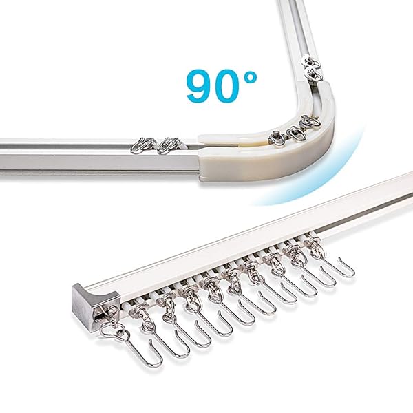 TOM TOOL Upgrade Your Space: 3.6ft-10.8ft Aluminum Curtain Track System for Windows & Room Dividers - Easy Ceiling/Wall Mount