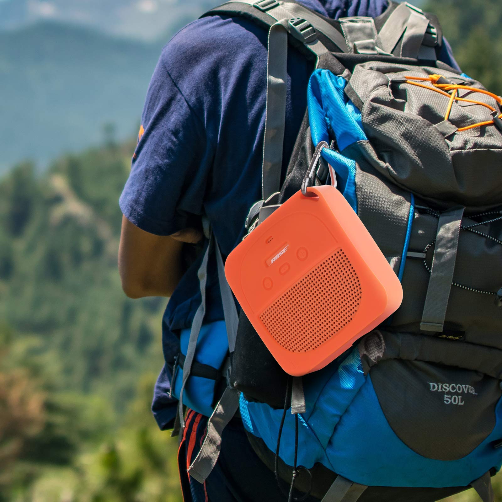 TXEsign TXEsign Silicone Case for Bose SoundLink Micro - Soft Protective Cover with Metal Hook (Orange) - View 2 of 9