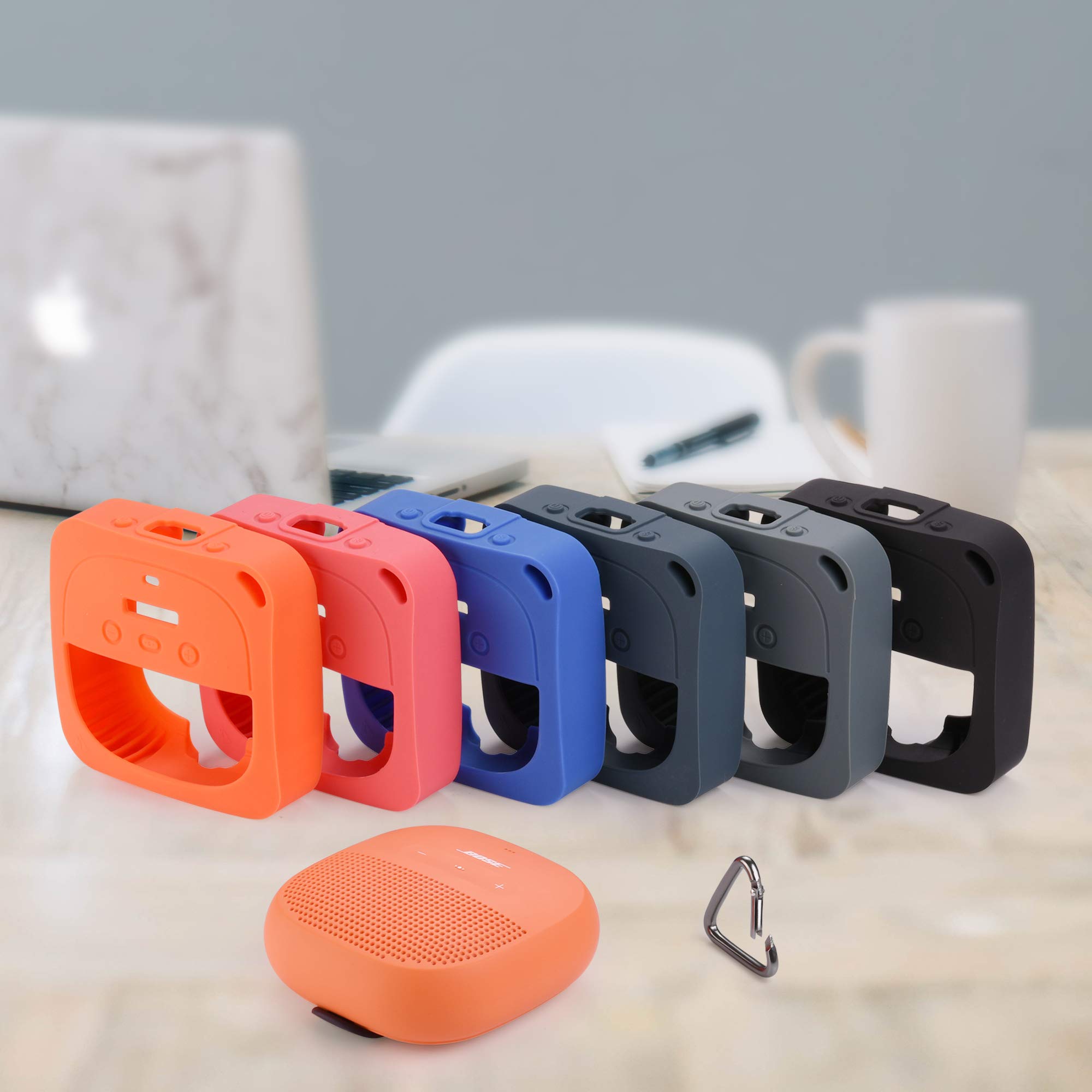 TXEsign TXEsign Silicone Case for Bose SoundLink Micro - Soft Protective Cover with Metal Hook (Orange) - View 7 of 9