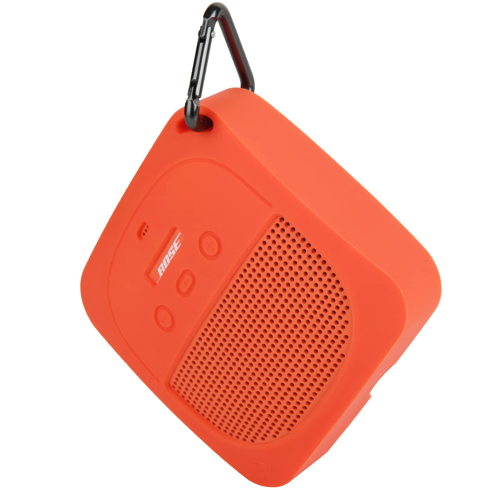 TXEsign Silicone Case for Bose SoundLink Micro - Soft Protective Cover with Metal Hook (Orange)