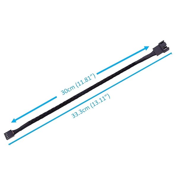 Easycargo Easycargo 30cm Case Fan Extension Cable PWM 3 Pin 4 Pin Power Extension for PC Cooling 1-Pack - View 2 of 5