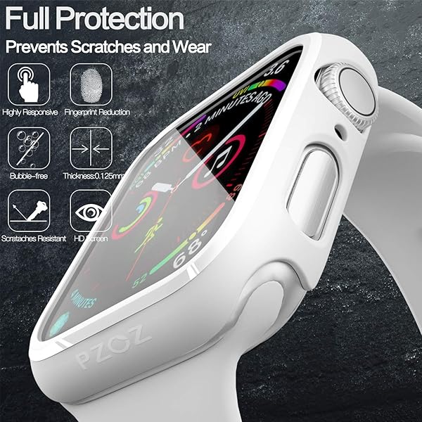 pzoz Premium Pzoz Case for Apple Watch SE2/6/5/4 - Slim Bumper & Screen Protector, Full Coverage Defense (40mm, White) - View 3 of 7