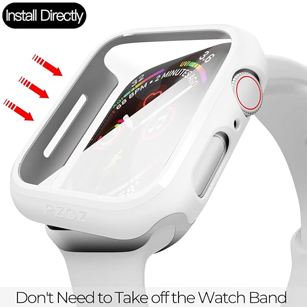 pzoz Premium Pzoz Case for Apple Watch SE2/6/5/4 - Slim Bumper & Screen Protector, Full Coverage Defense (40mm, White) - View 4 of 7